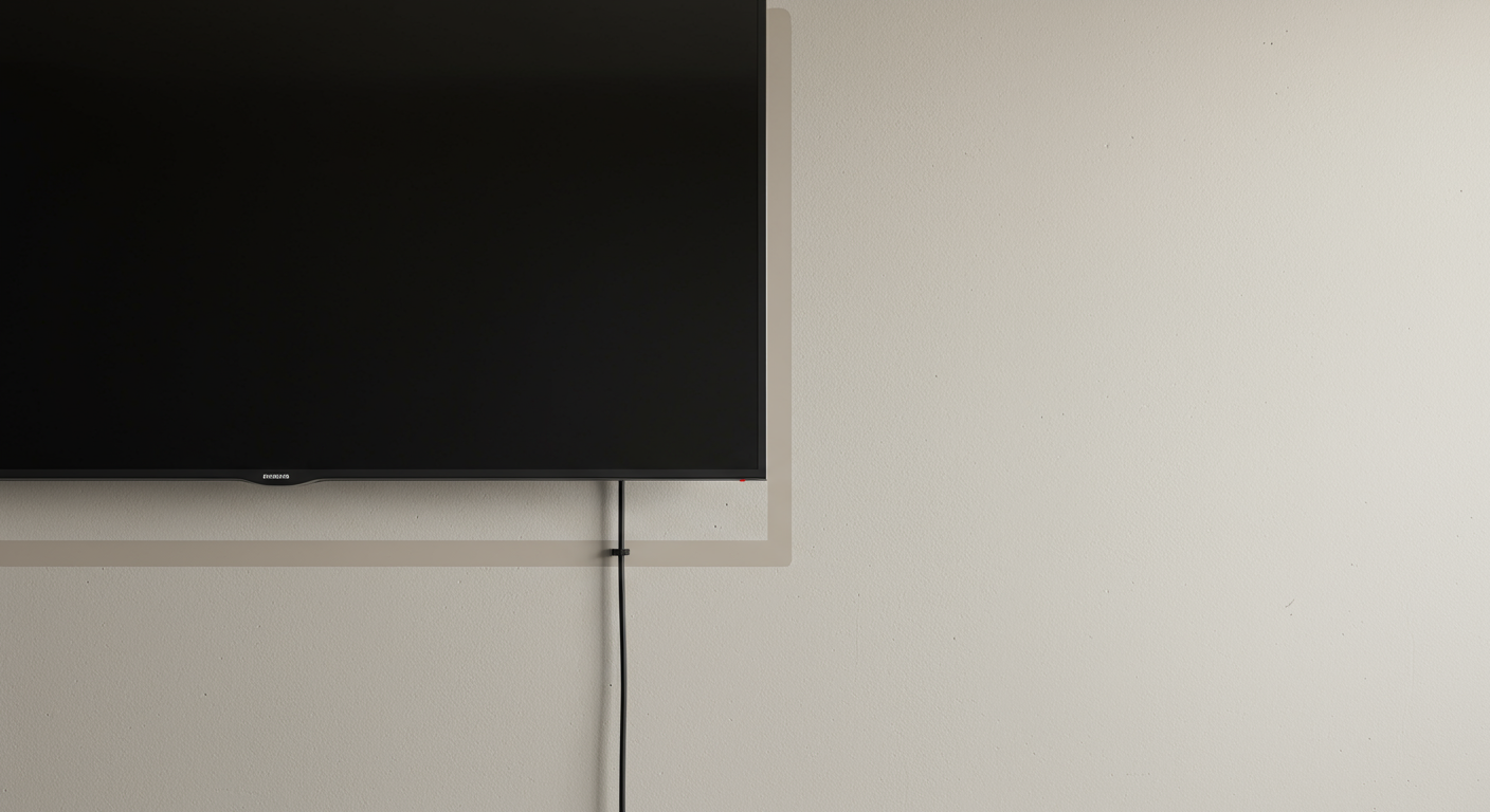 配線をすっきり隠した壁掛けテレビの例