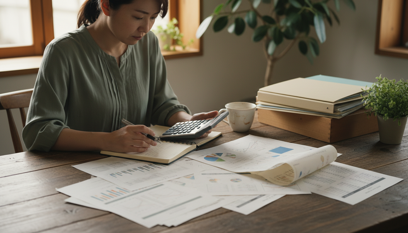 不動産売却の費用計算をする様子