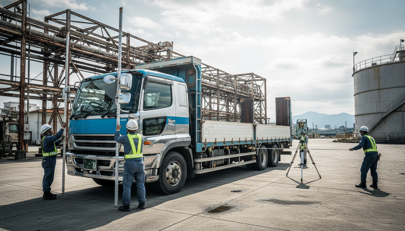 大型特殊車両のサイズ測定イメージ