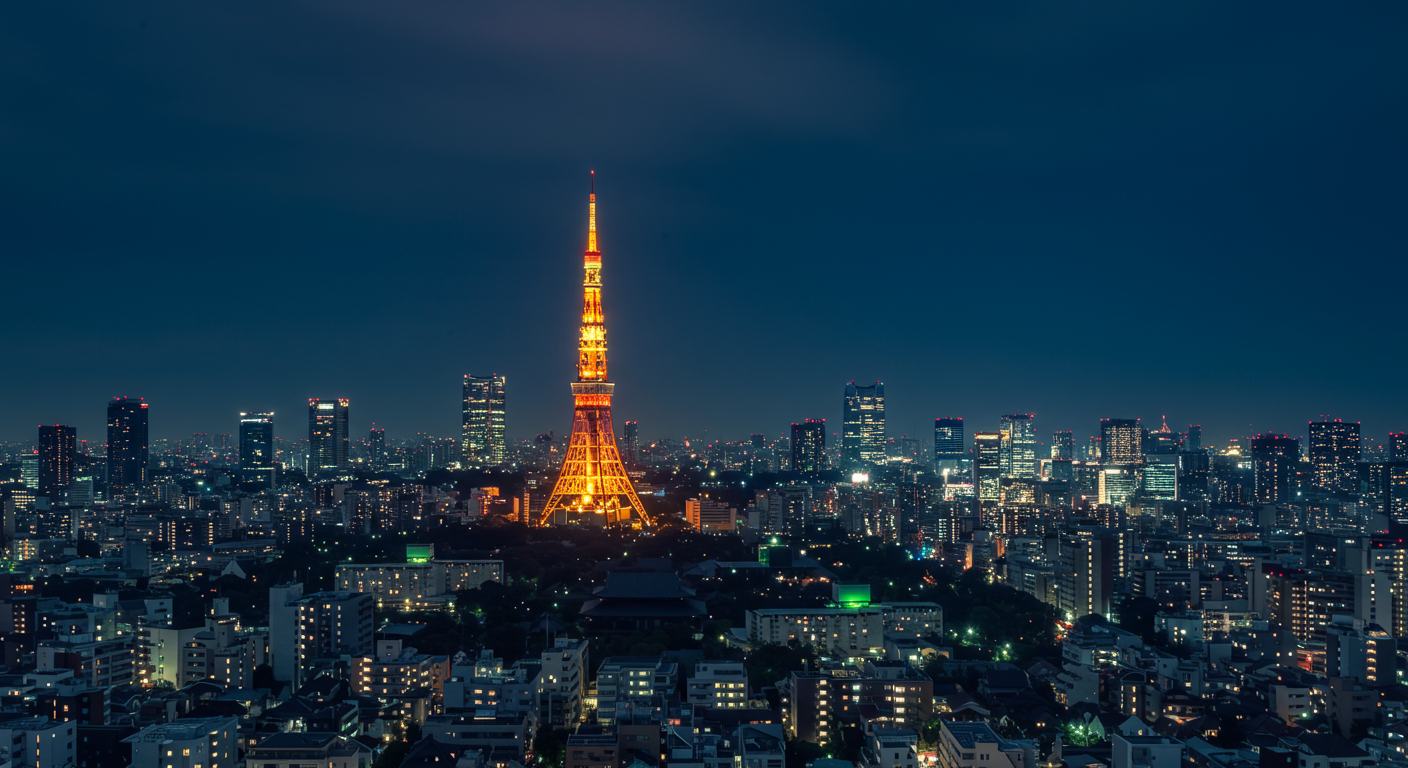 夜の芝公園エリアと東京タワー
