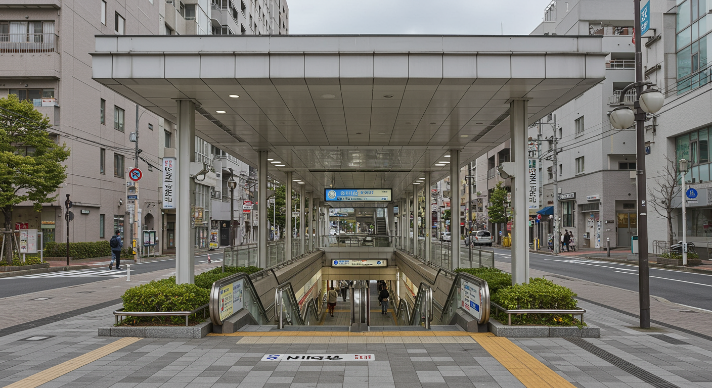 芝公園駅の駅舎と周辺風景