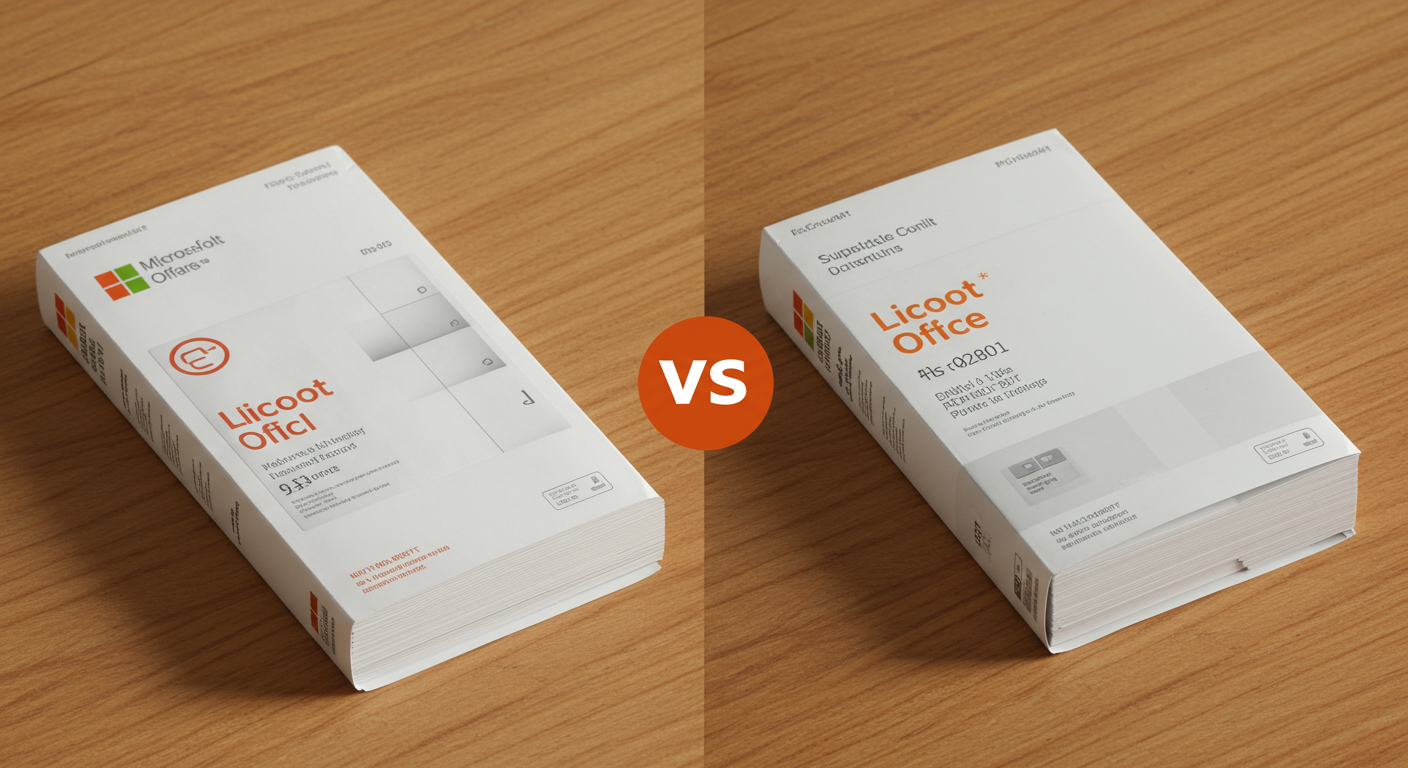 Microsoft Officeの正規品と非正規品の比較画像