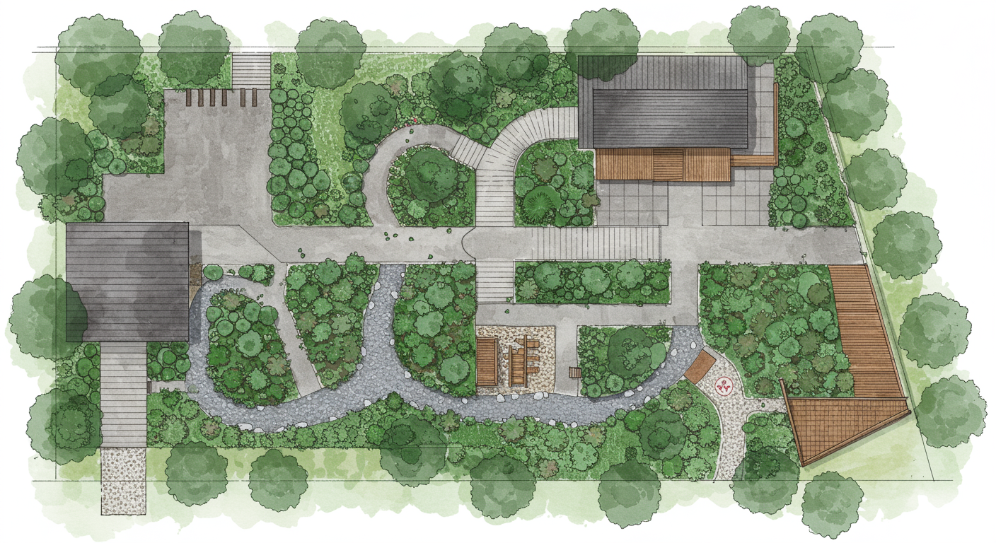新築外構の雑草対策プランニング図