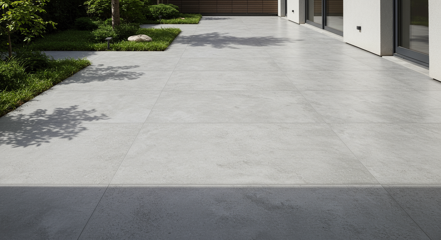 モダンなコンクリート舗装の庭