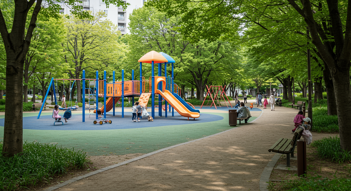 白金エリアの公園で遊ぶ子どもたちの様子