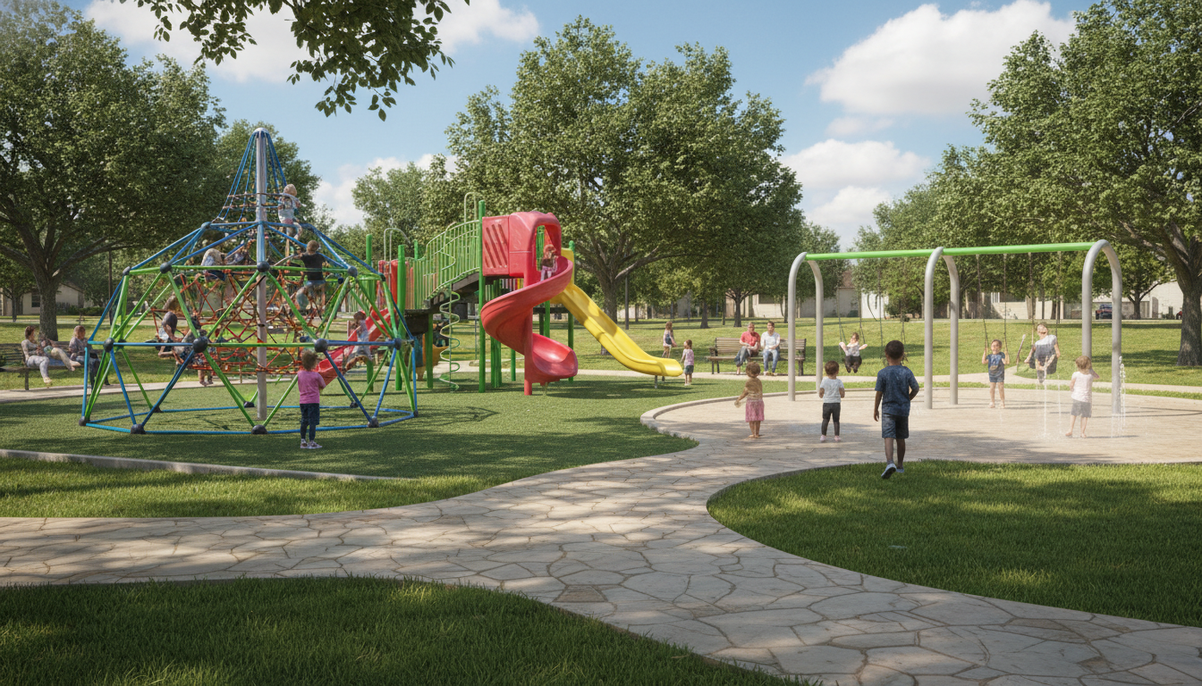 公園の遊具で遊ぶ子どもたち