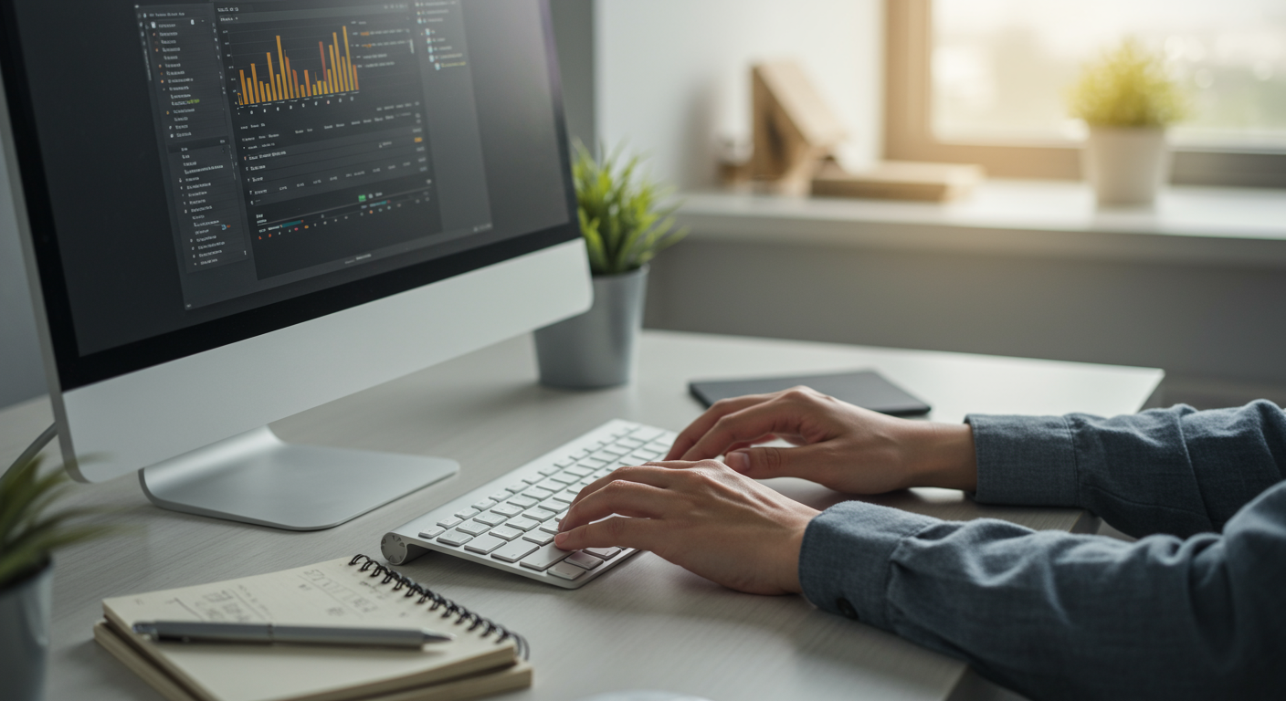 パソコンでOfficeソフトを使用している様子