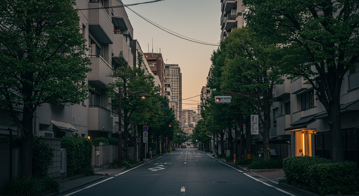 愛宕エリアの街並みと緑地