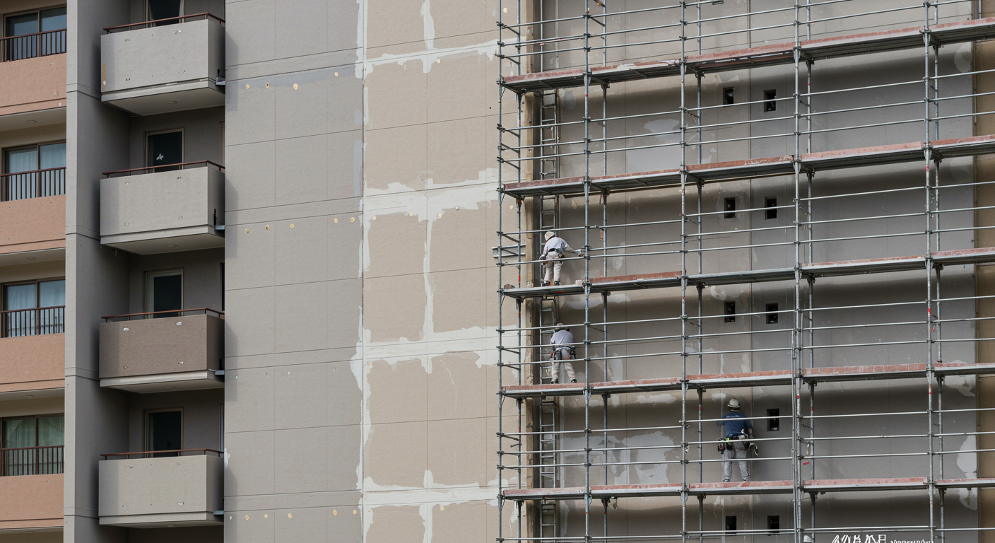 マンション大規模修繕工事の様子