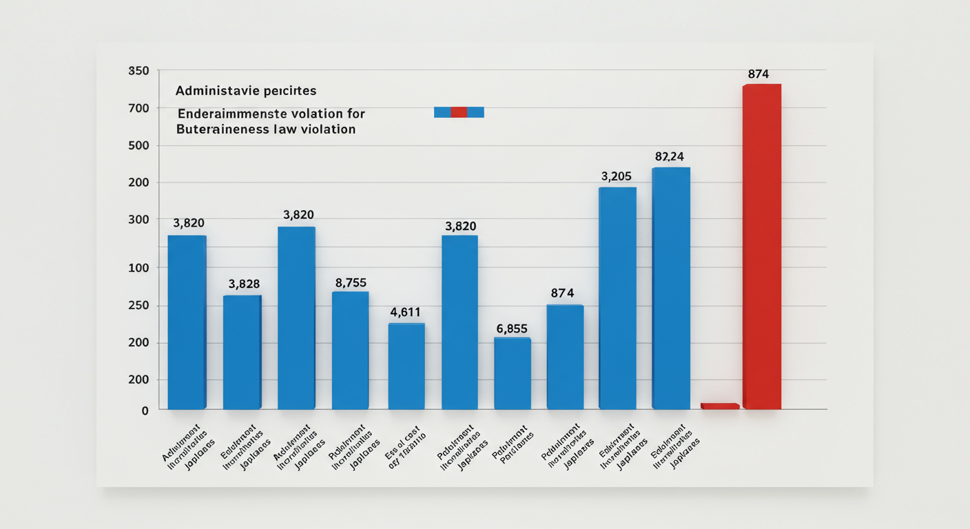 風俗営業法違反の行政処分と刑事処分の比較グラフ