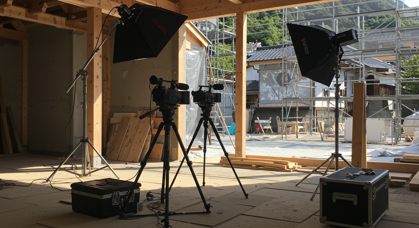 建築現場での動画撮影風景