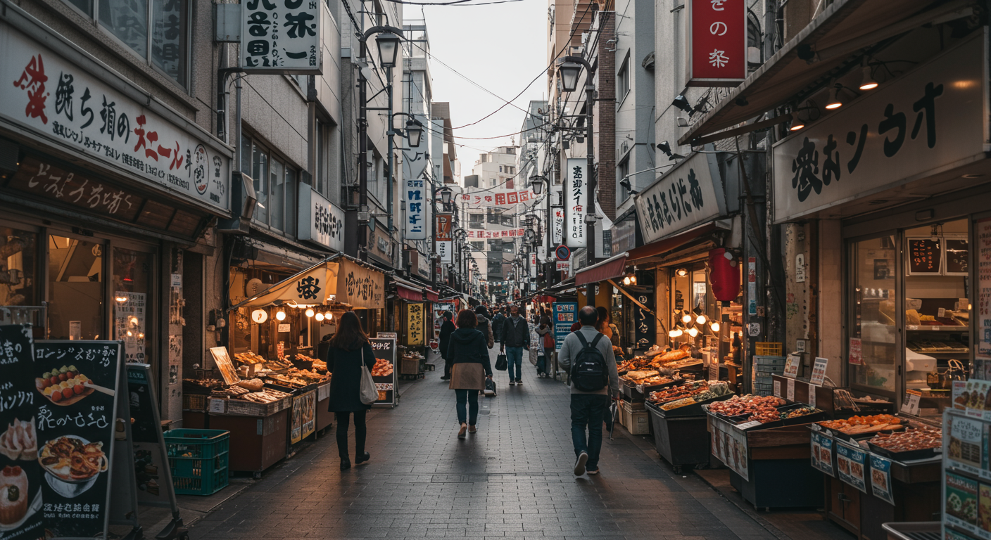 麻布十番商店街の賑わいある風景