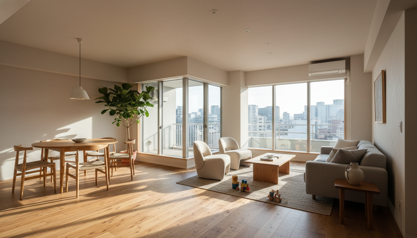 六本木ファミリー向け賃貸マンションのリビングダイニング