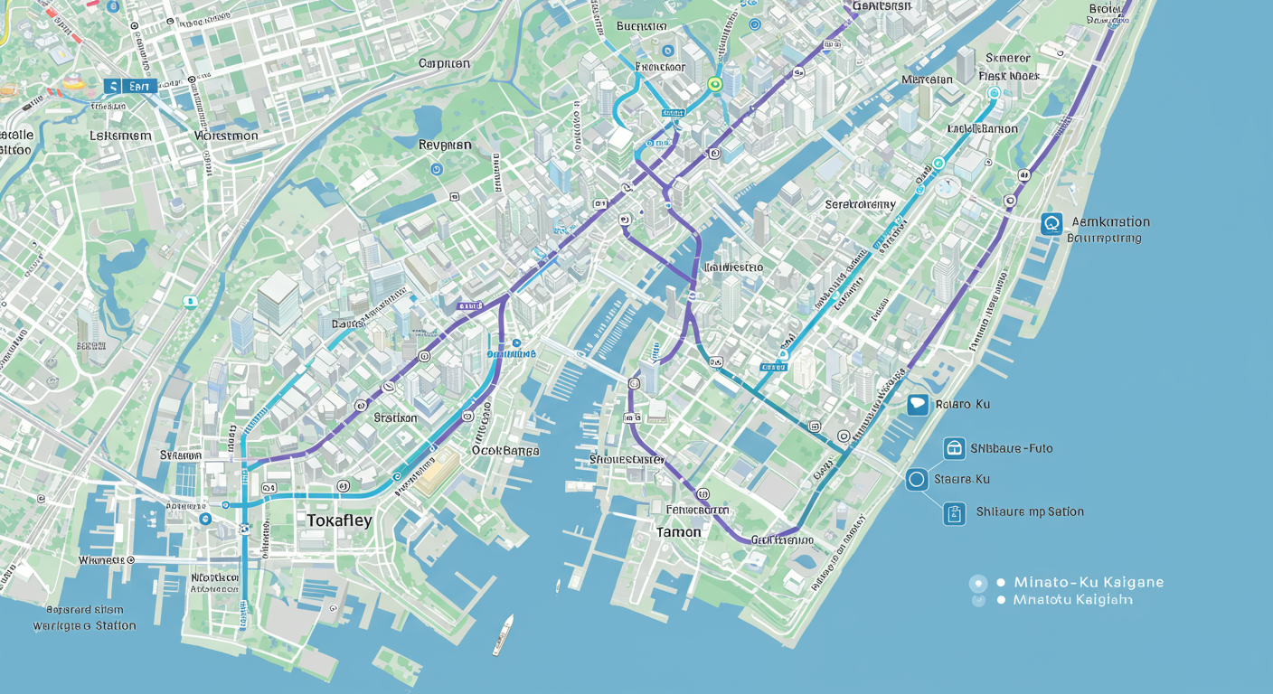 港区海岸エリアの交通アクセスマップ