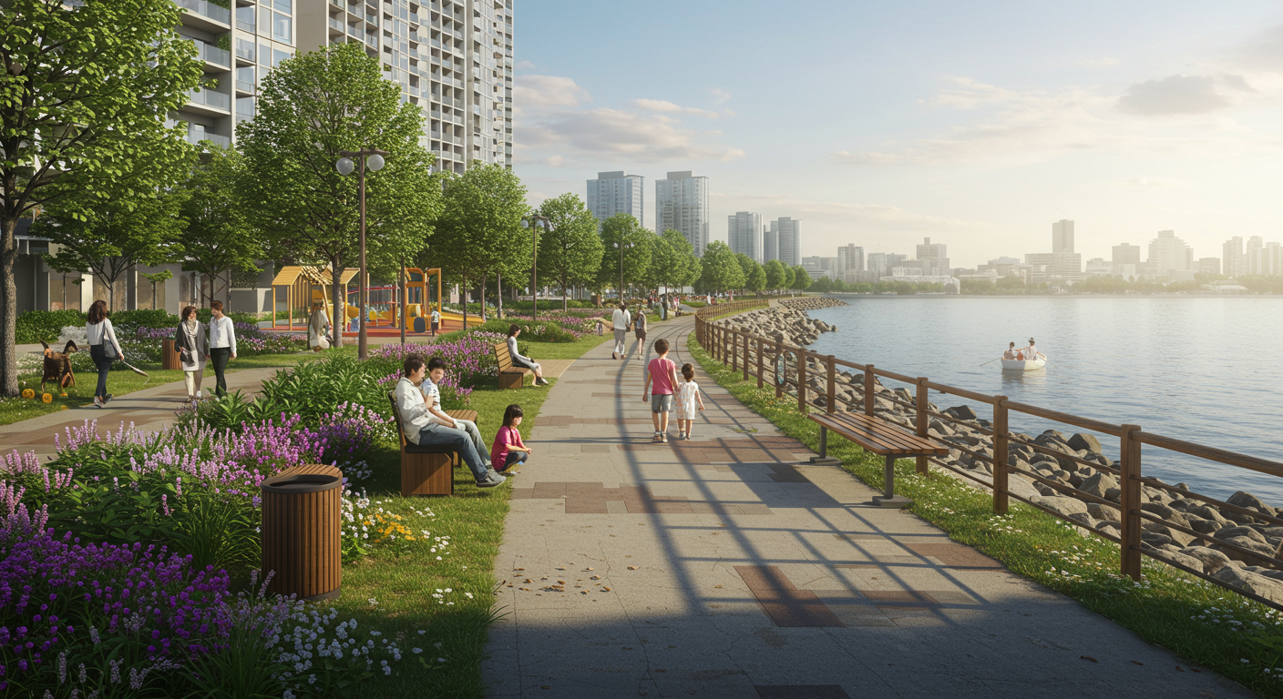 港区海岸エリアの公園と遊歩道