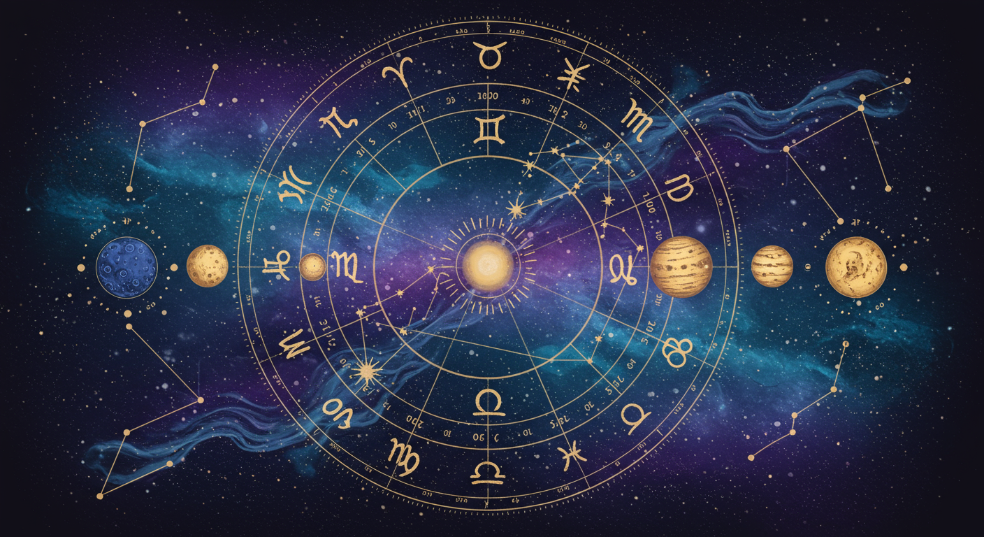 西洋占星術のホロスコープと天体の配置図