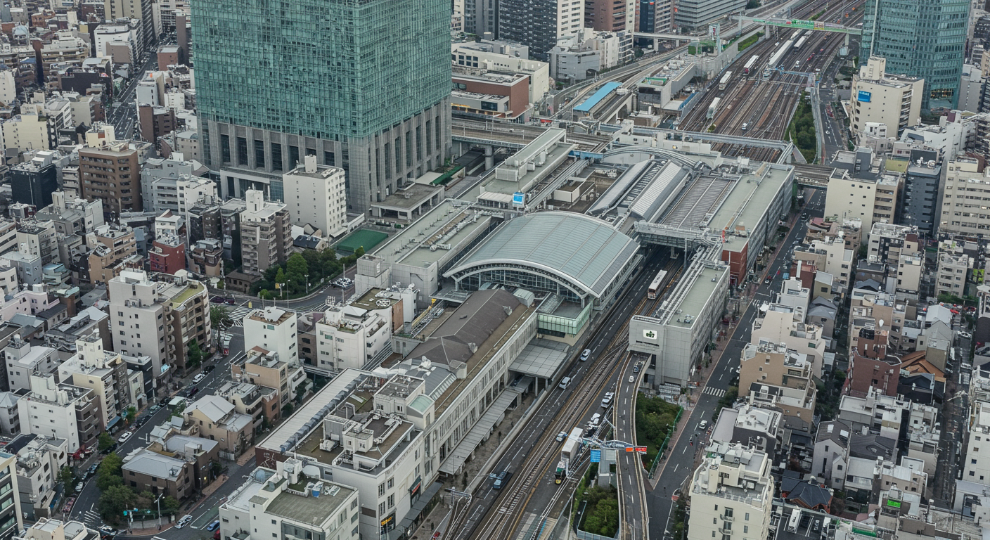 JR田町駅と周辺の都市景観