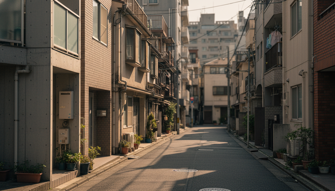 築地エリアの静かな住宅街の様子