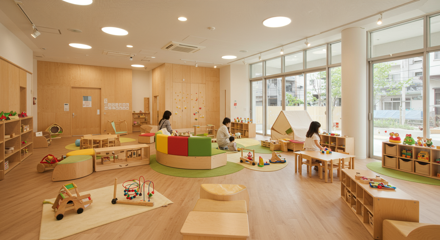 港区の子育て支援センターでの親子交流の様子