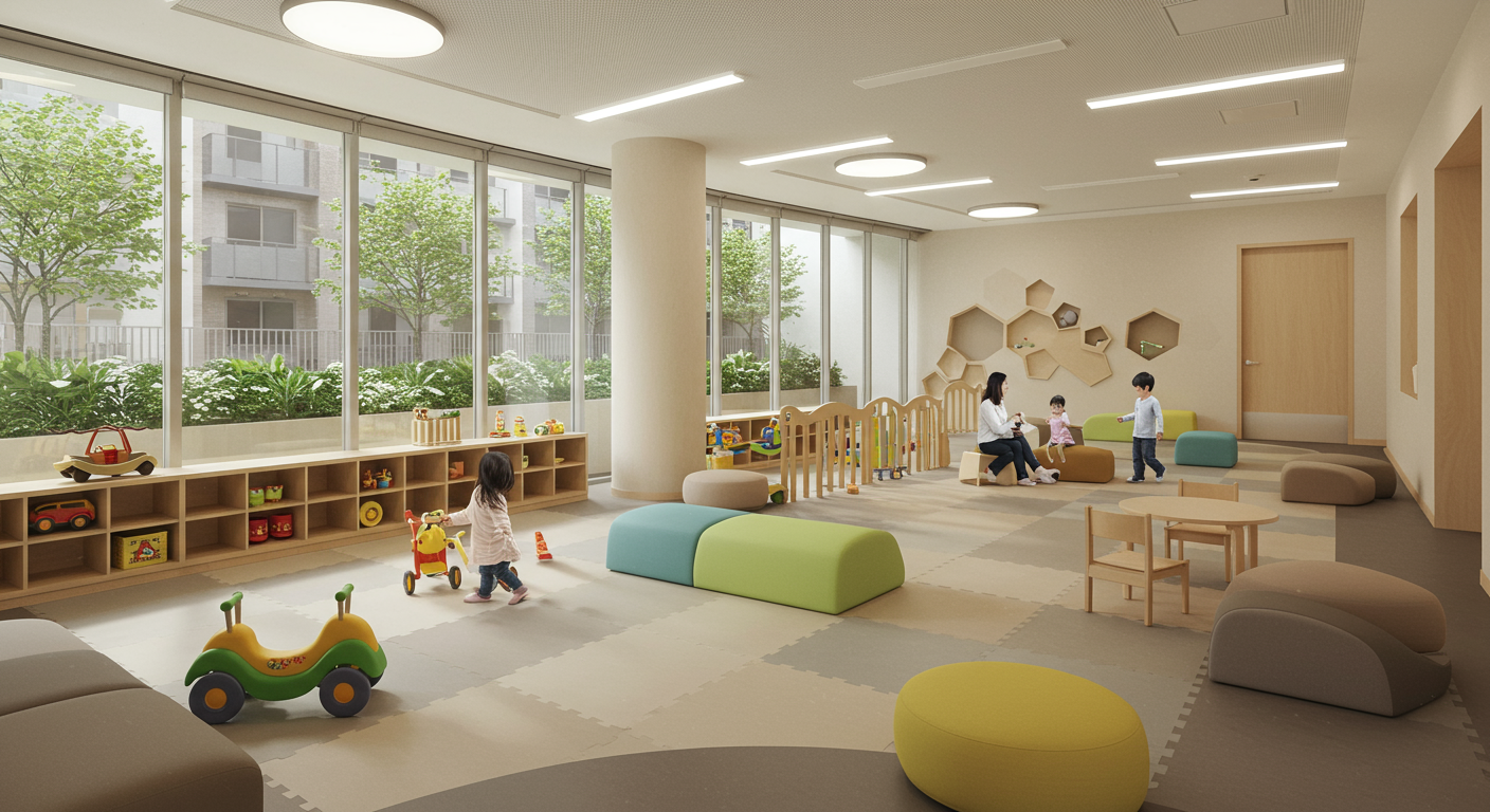 子育て世帯向けの機能性を重視したマンションの共用部分