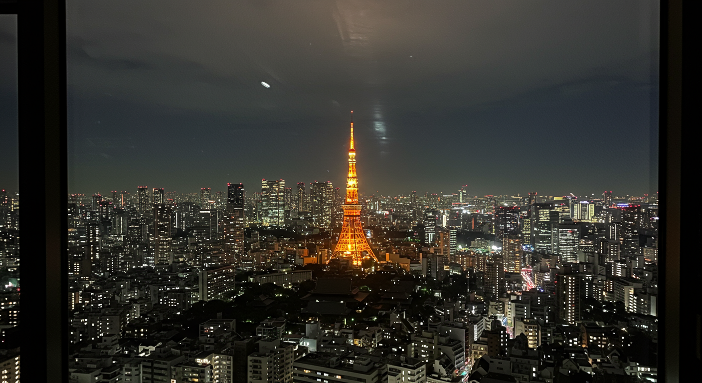 愛宕エリアからの夜景と東京タワーの眺め