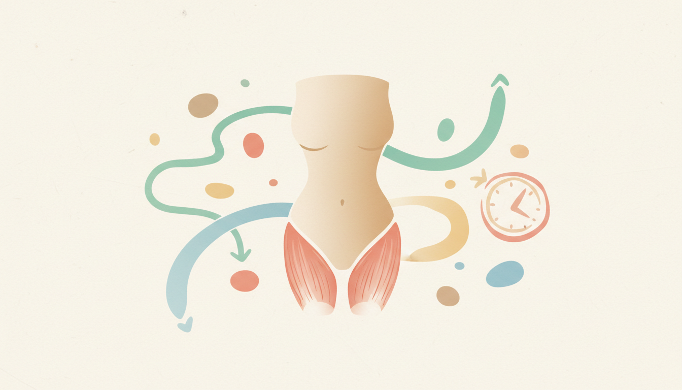 基礎代謝低下の原因を示すイラスト 女性 筋肉量減少 加齢