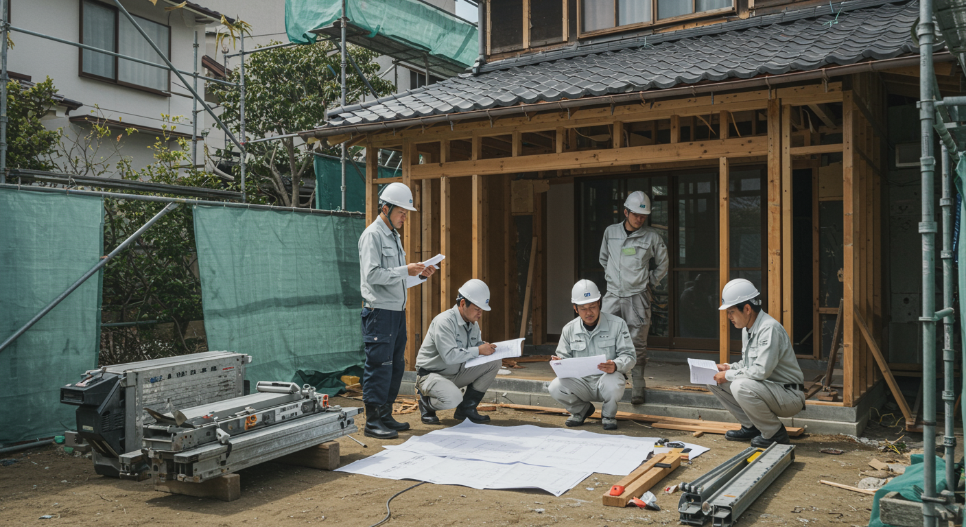 追加工事が発生している工事現場の様子