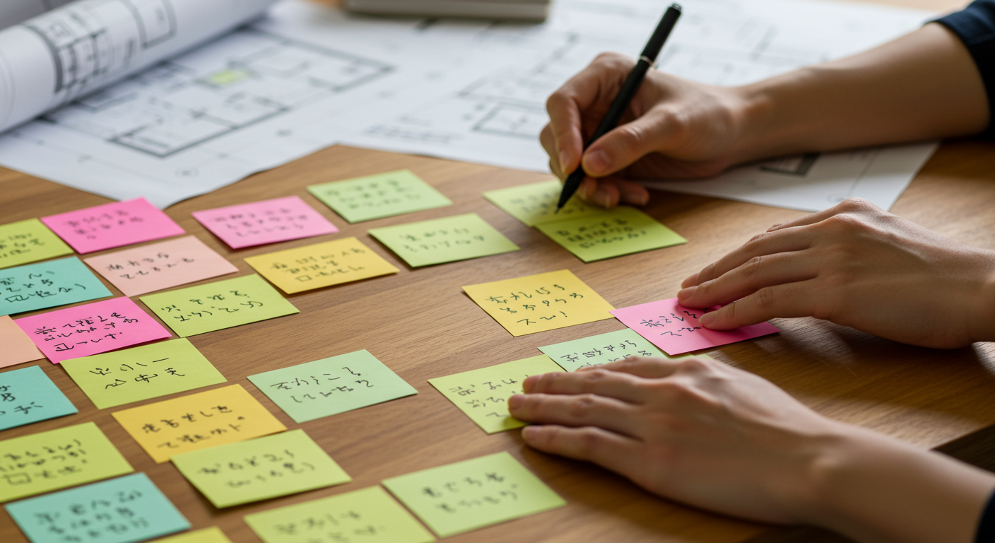 家づくりの希望をメモに書き出す様子