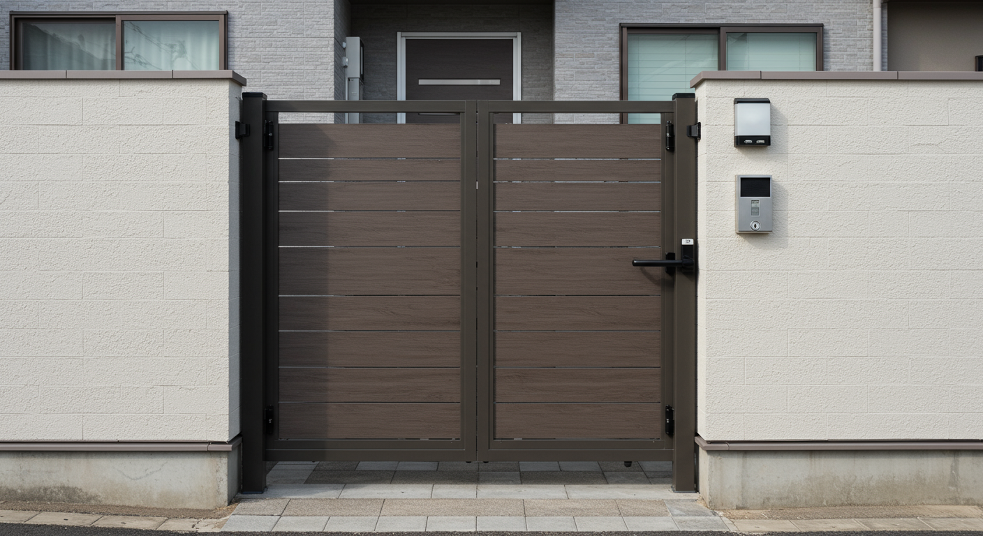 セキュリティ機能を備えた現代的な門扉デザイン