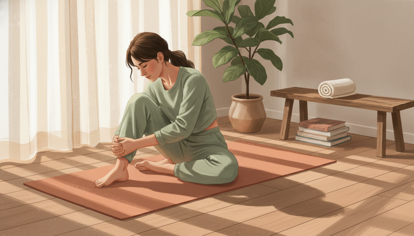 自宅で姿勢改善エクササイズをする女性