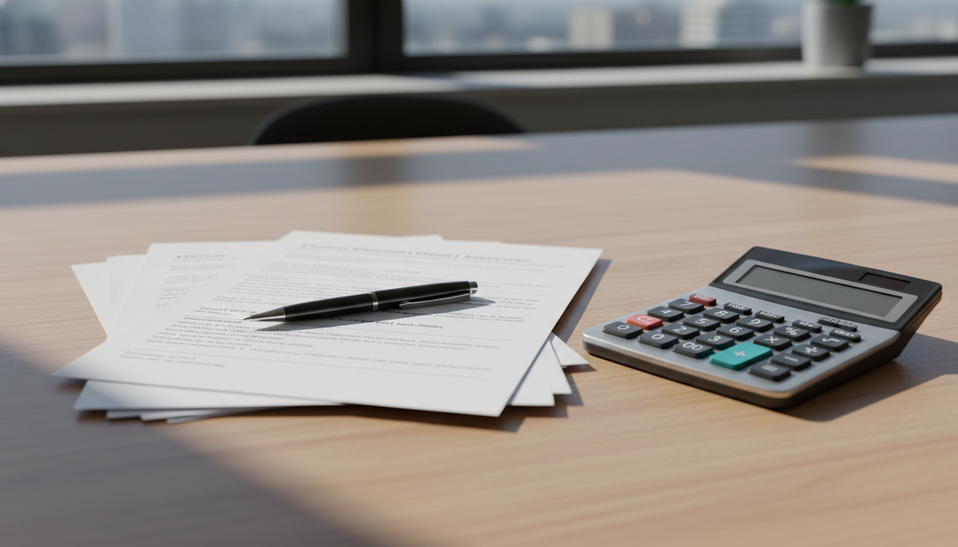 特殊車両通行許可申請書類と電卓