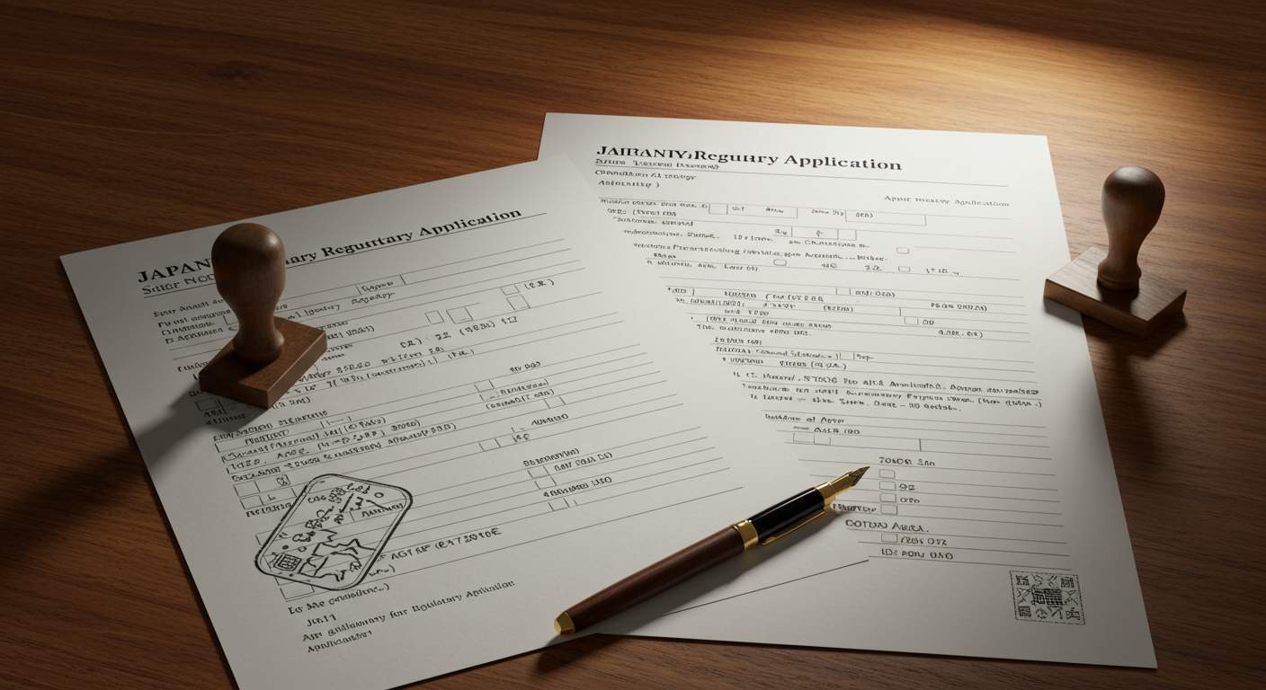 遊技機認定申請書類と手続きの様子