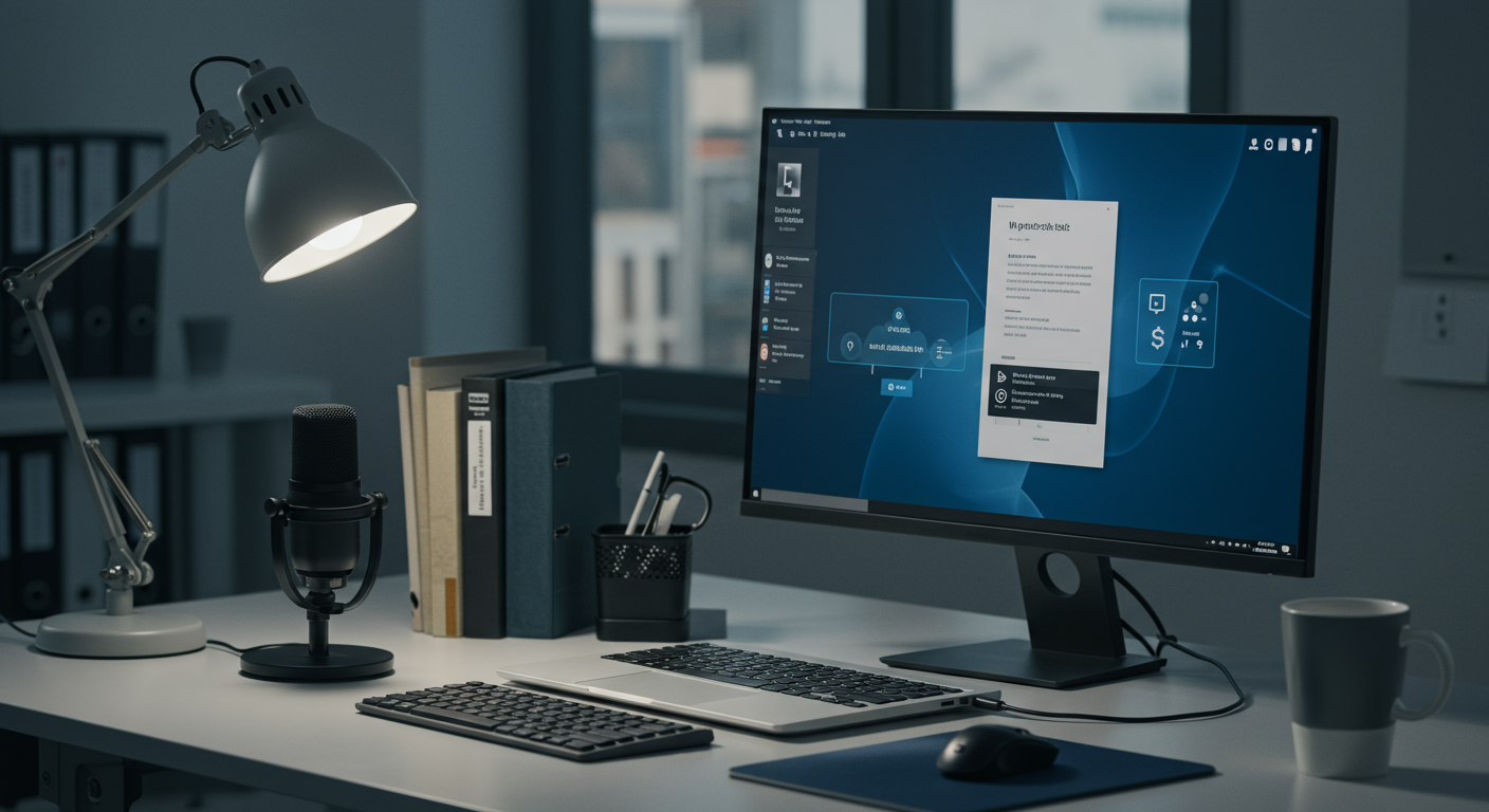 Office音声入力とAI機能を組み合わせて作業する様子