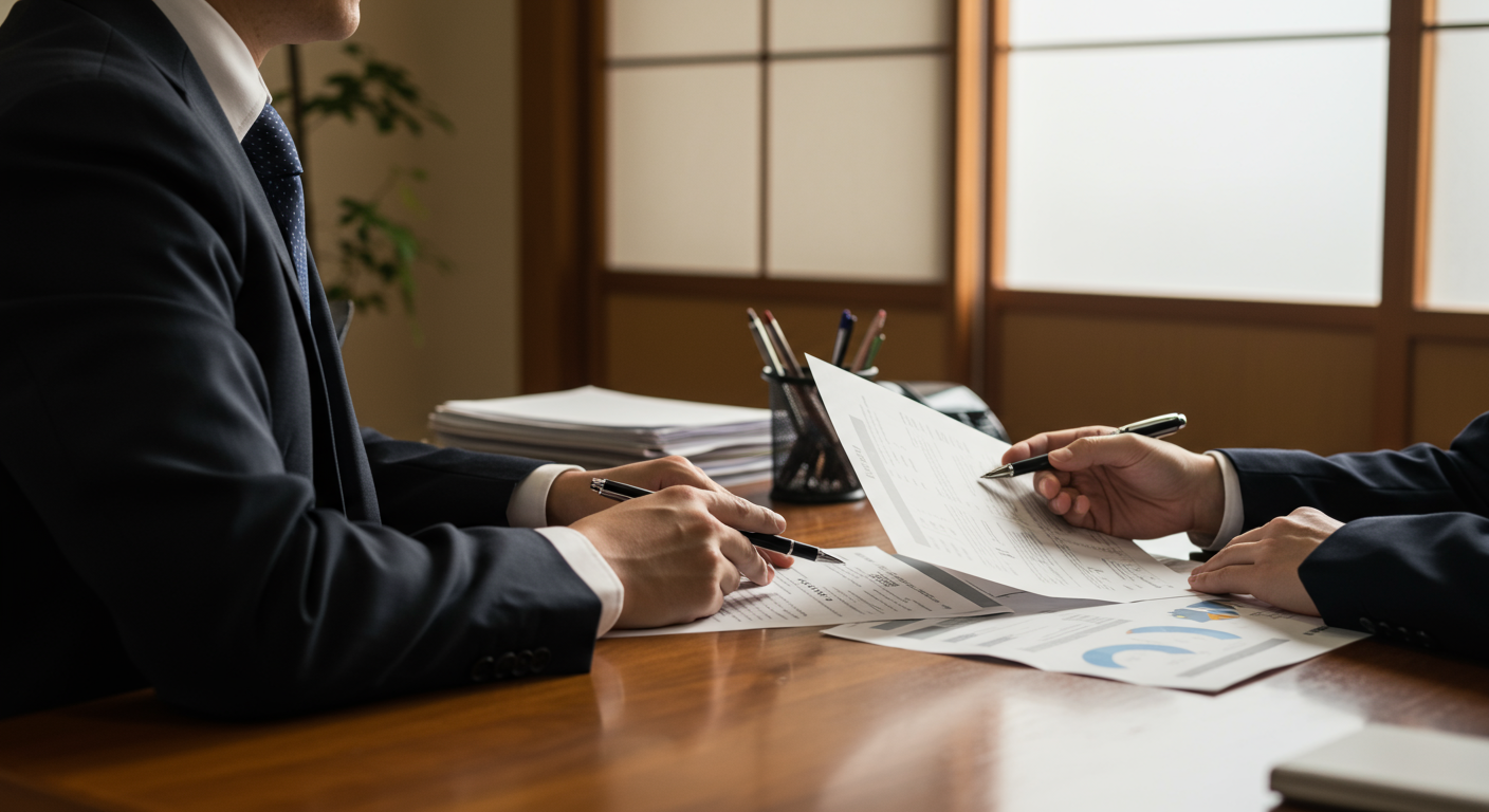 行政書士と相談する建設業経営者