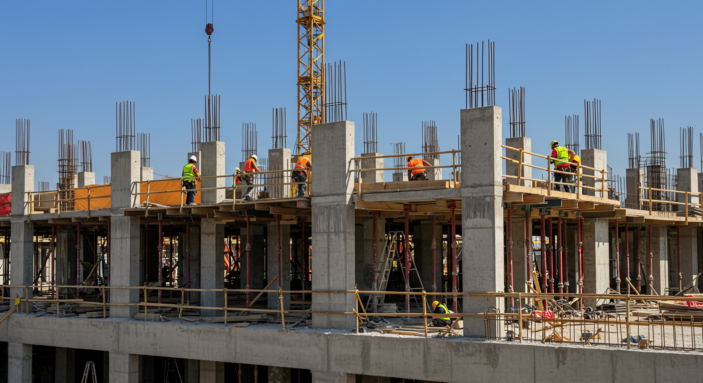 建設現場での実務経験を示す工事現場の様子