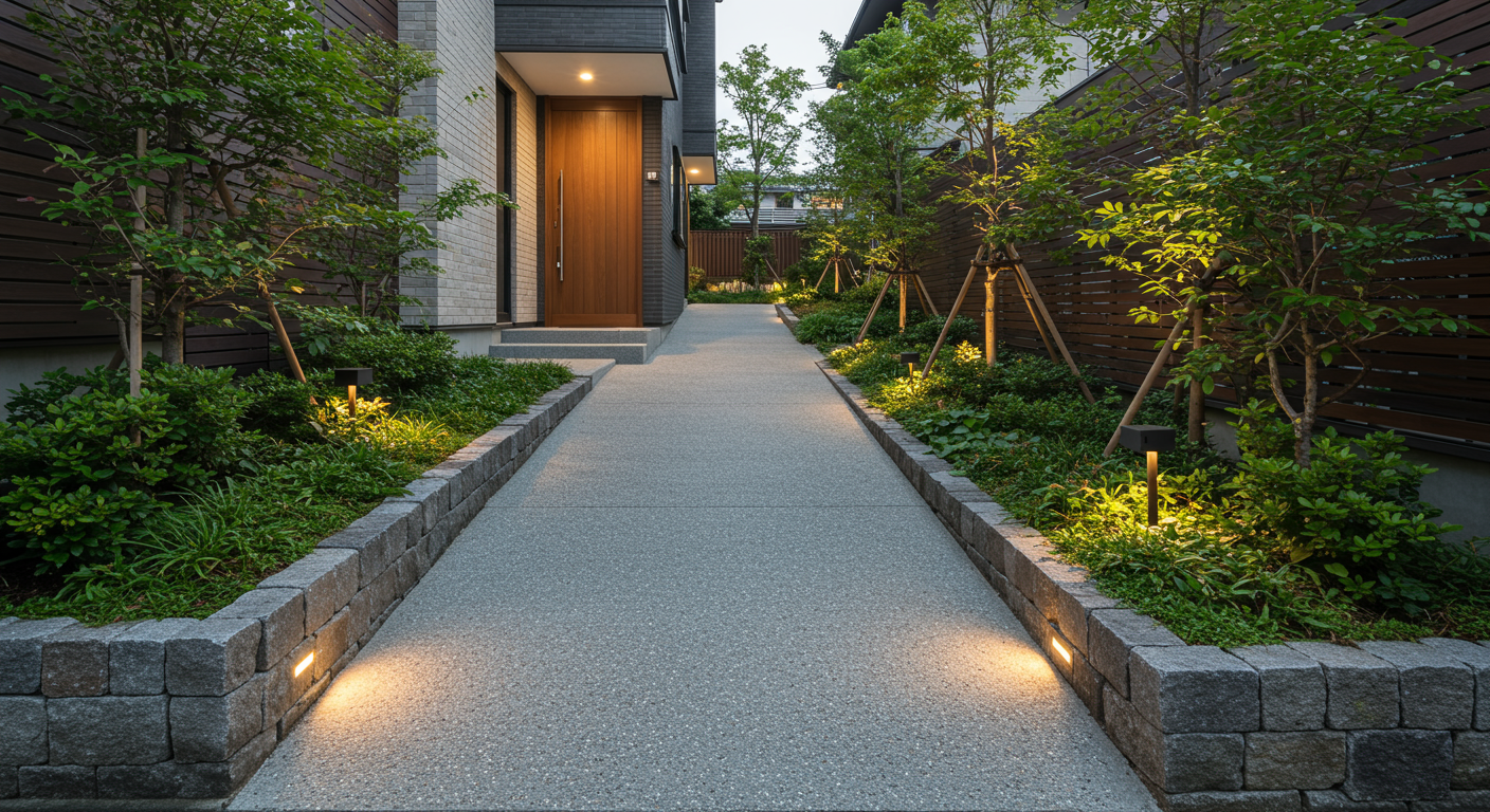 美しく機能的な外構スロープの全景