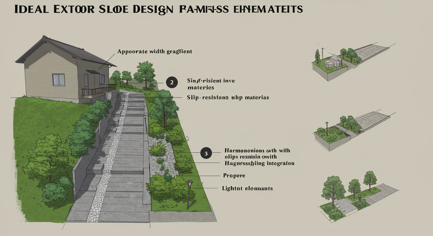 理想的な外構スロープの要素をまとめた図