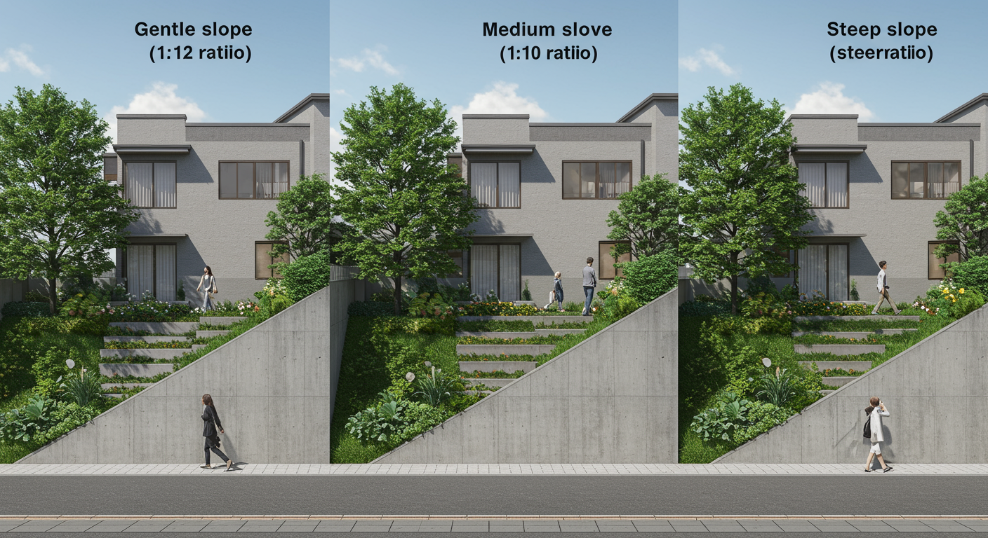 異なる勾配のスロープ比較図