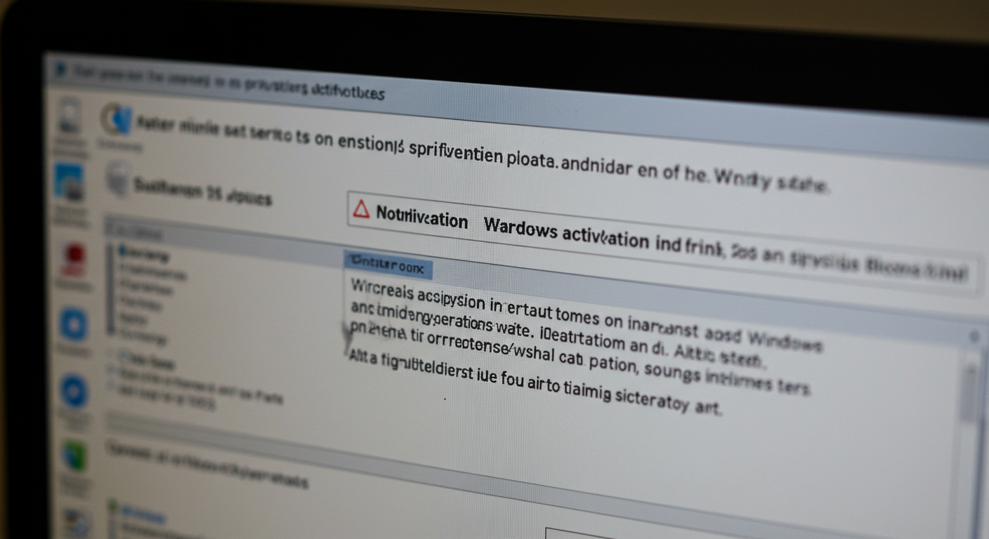 Windowsライセンス認証の警告メッセージが表示されたパソコン画面