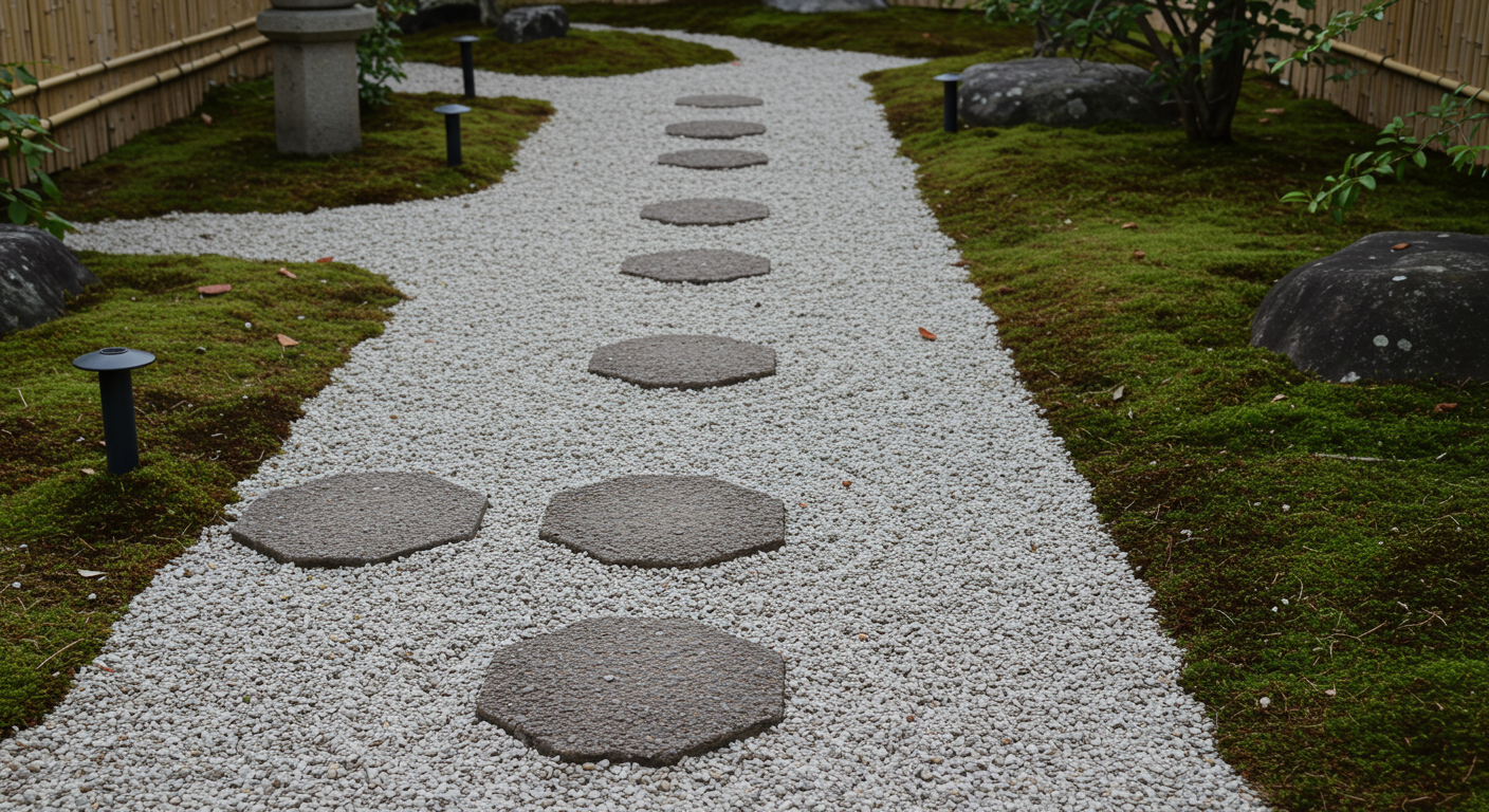 グラベルフィックスで固定された砂利の歩道