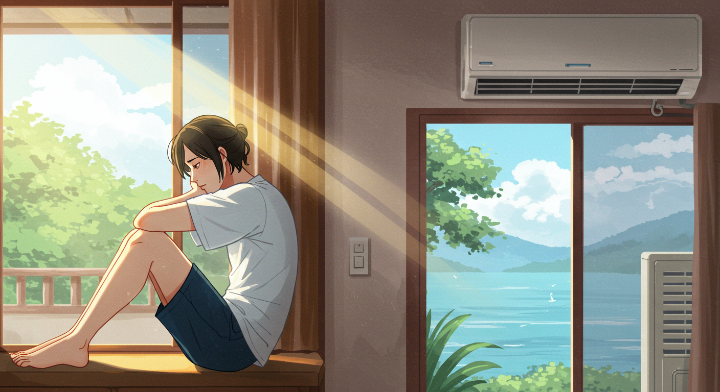 夏疲れに苦しむ様子のイラスト