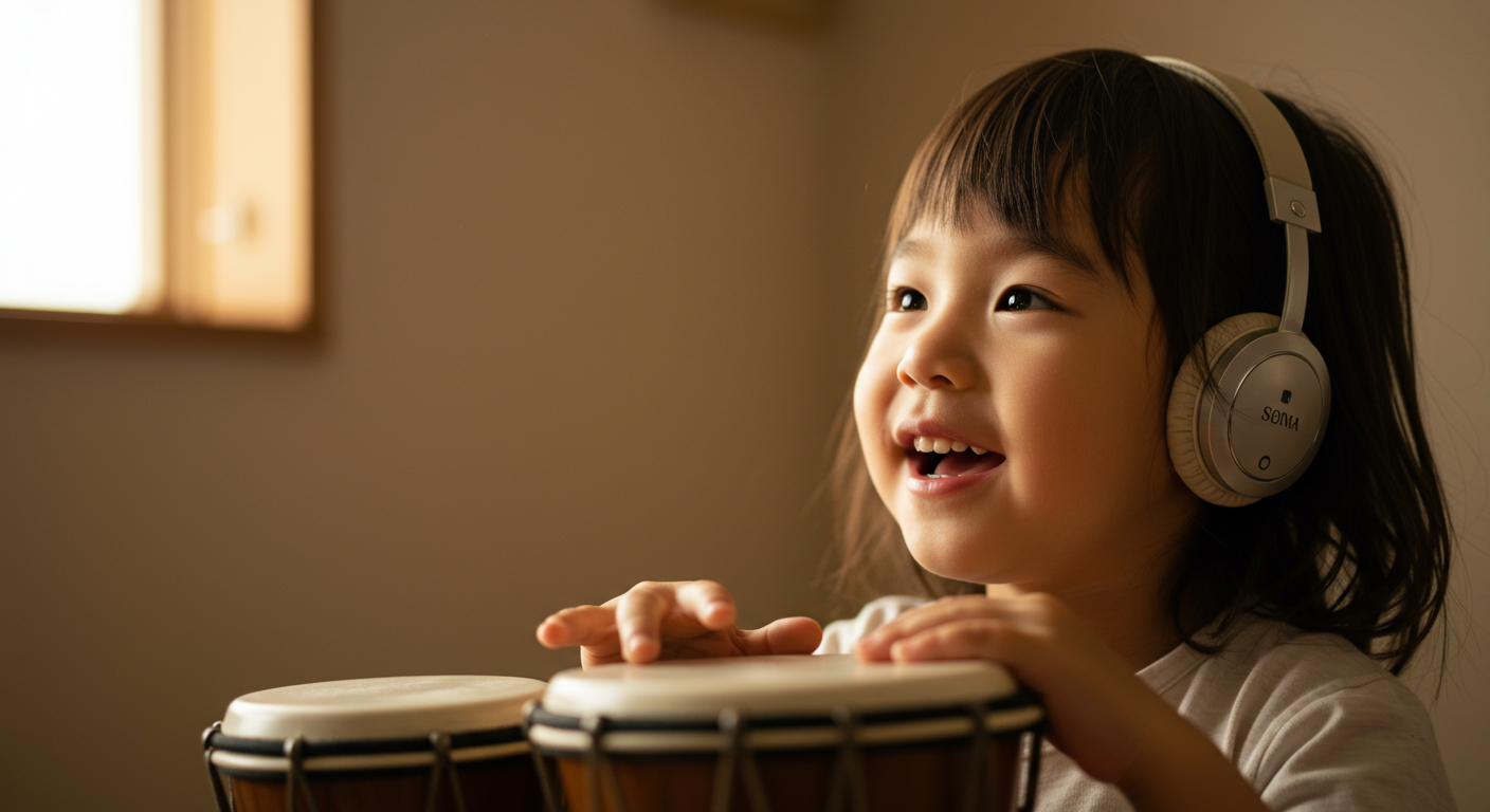 子どもが音楽に反応している様子