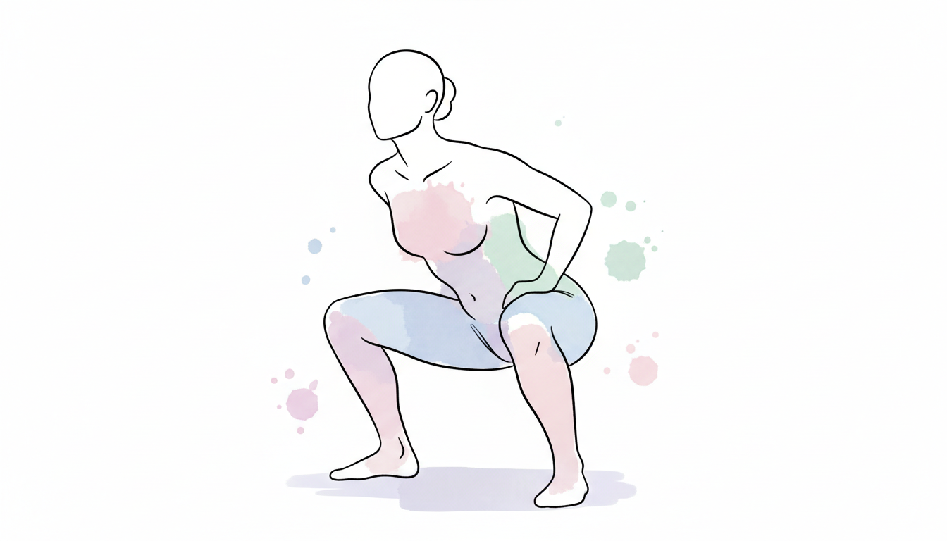 正しいスクワットのフォームを示すイラスト