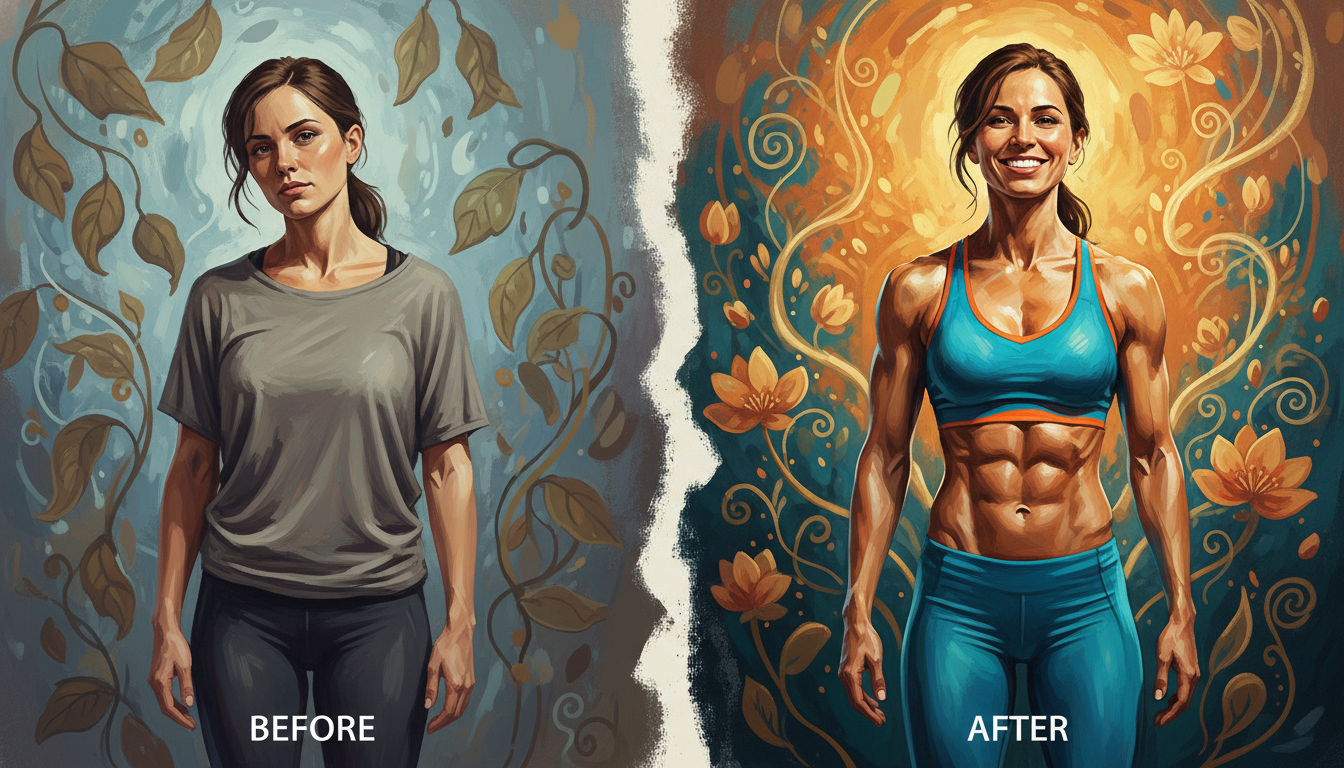 女性の筋トレによる体型変化のビフォーアフター比較