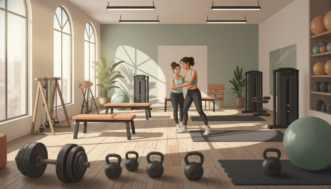 女性専用ジムでのパーソナルトレーニング風景