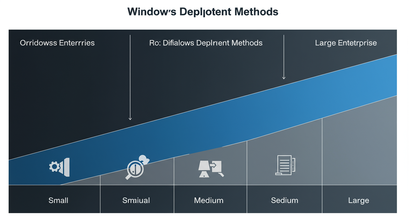 企業規模別のWindows導入方法を比較した図