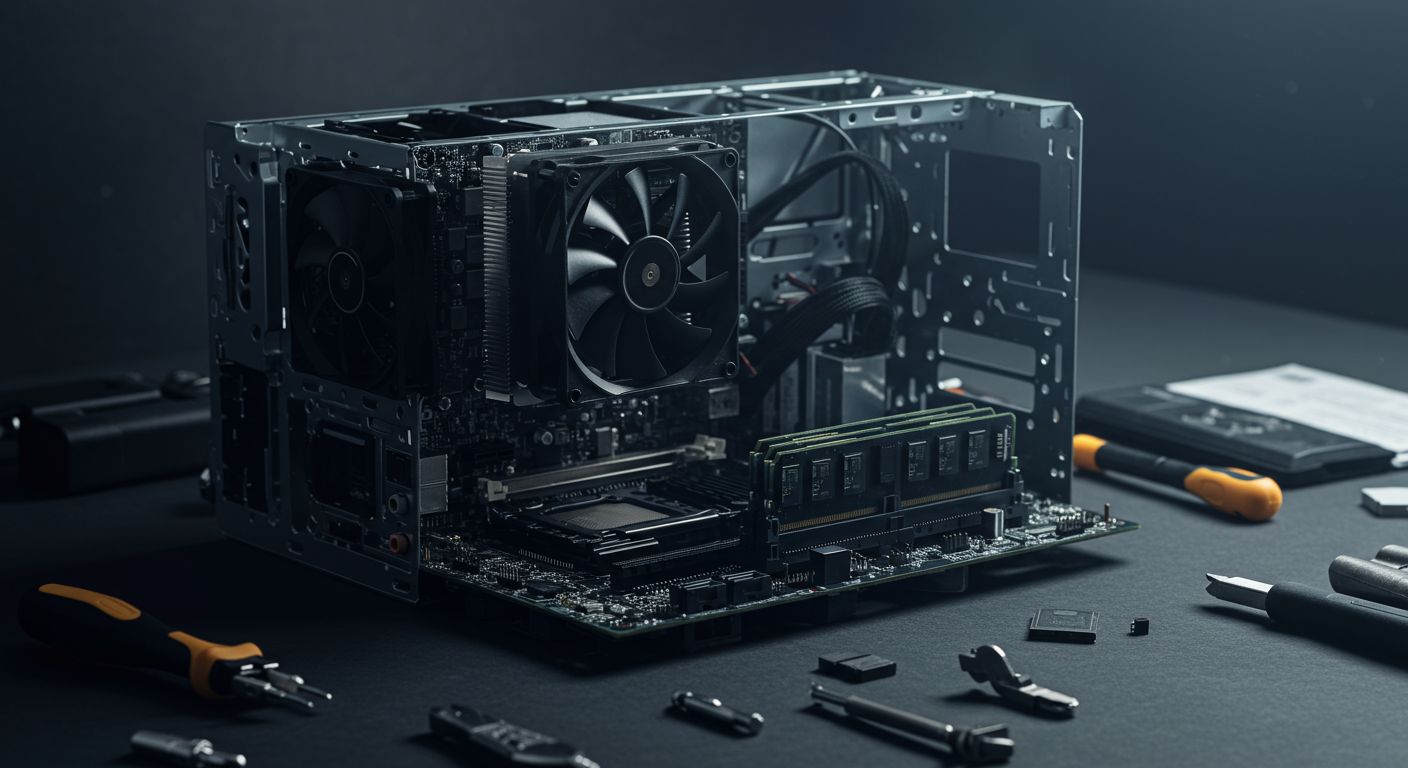 自作PCを組み立てている様子