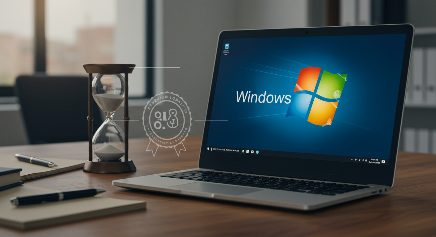 Windows公式ライセンスの長期的価値をまとめた視覚的なイメージ