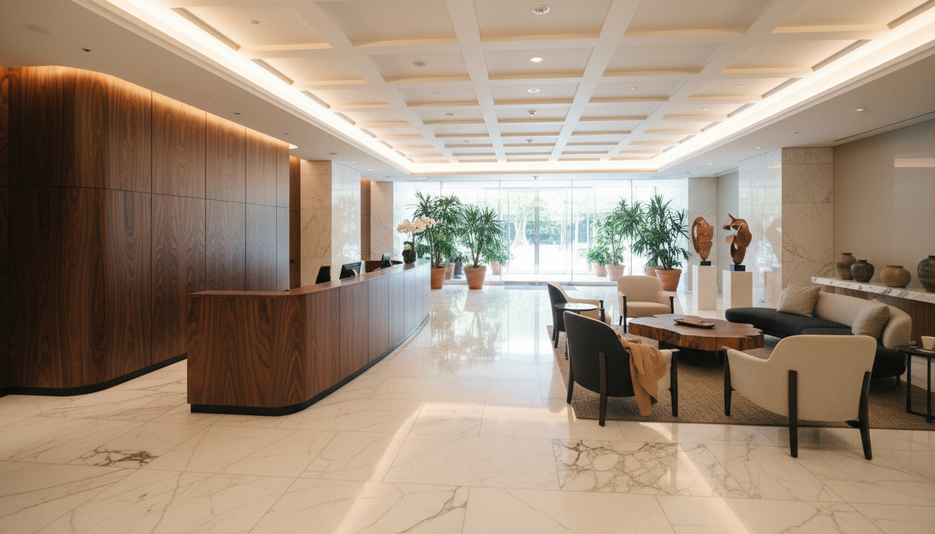 港区三田の高級分譲マンションのエントランスホール