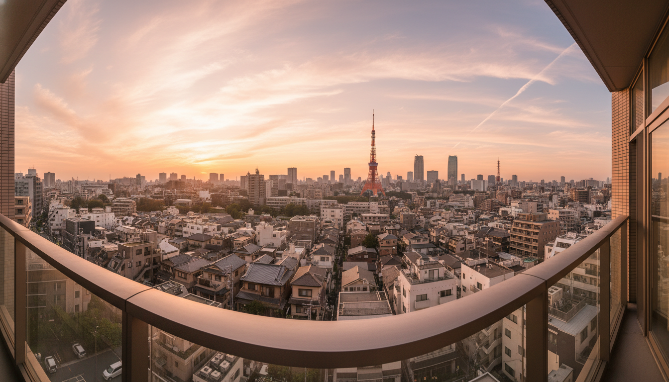 港区三田のタワーマンションからの眺望と都市景観